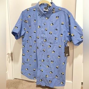 Disney Mad Engine Mickey Mouse Blue Button Down New with tag